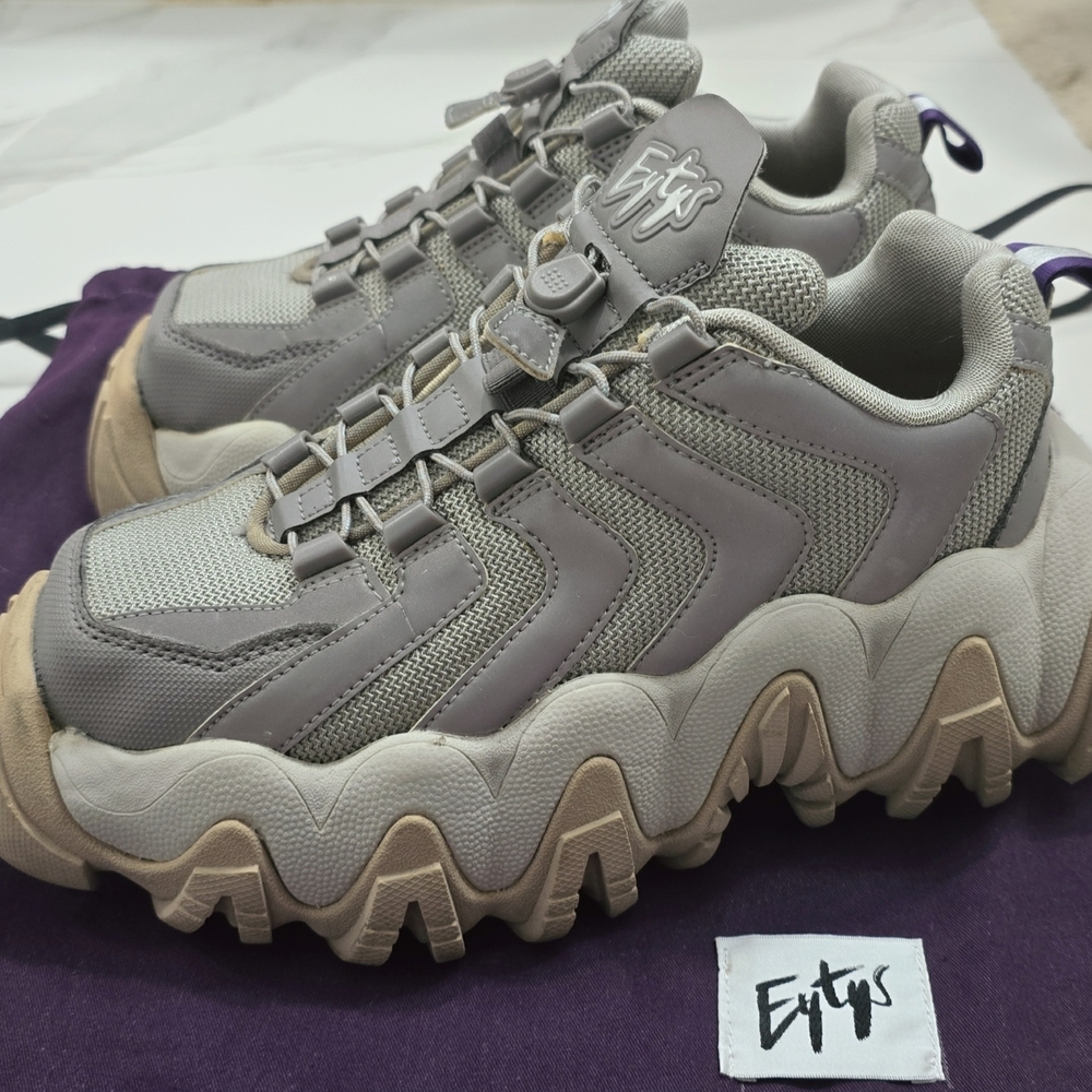 Eytys Gray and Cream High-Top Sneakers